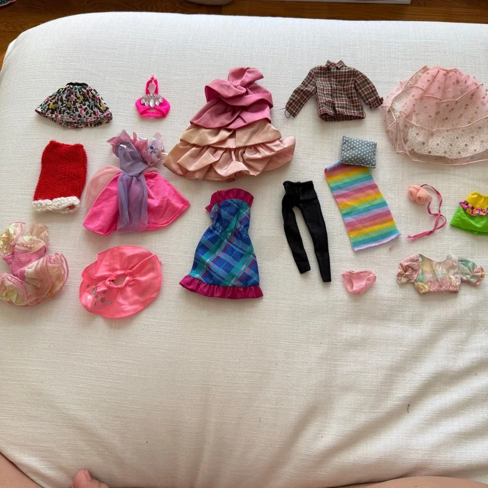 Vintage Mixed HOMEMADE BARBIE Clothes Lot Gowns Skirts Tops Accessories 15pc+